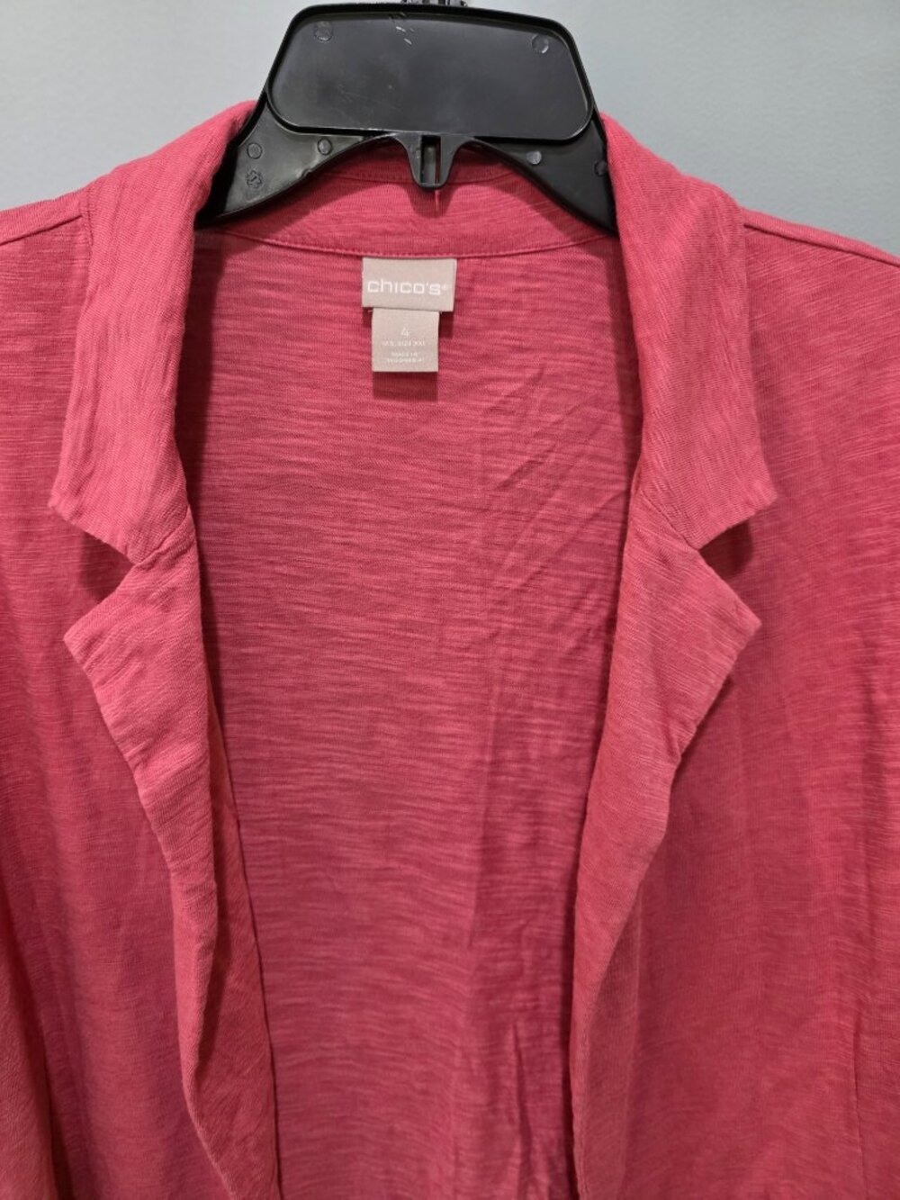 CHICO'S XXL (4) Pink Cotton Modal Open Cardigan Sweater Plus Size Knit Blazer - Picture 2 of 11